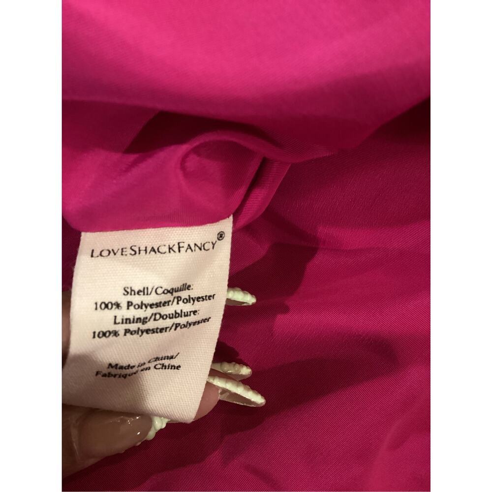 Love Shack Fancy Gallant bow Strapless Tiered Taffeta fuschia red Mini dress 6 - Picture 8 of 8